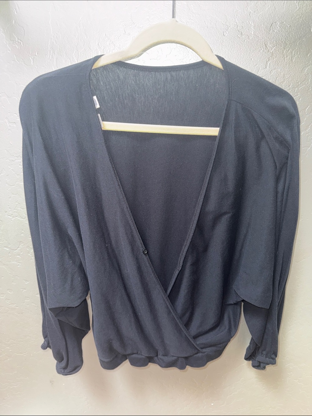 Black Lightweight Open Back Long Sleeve Top